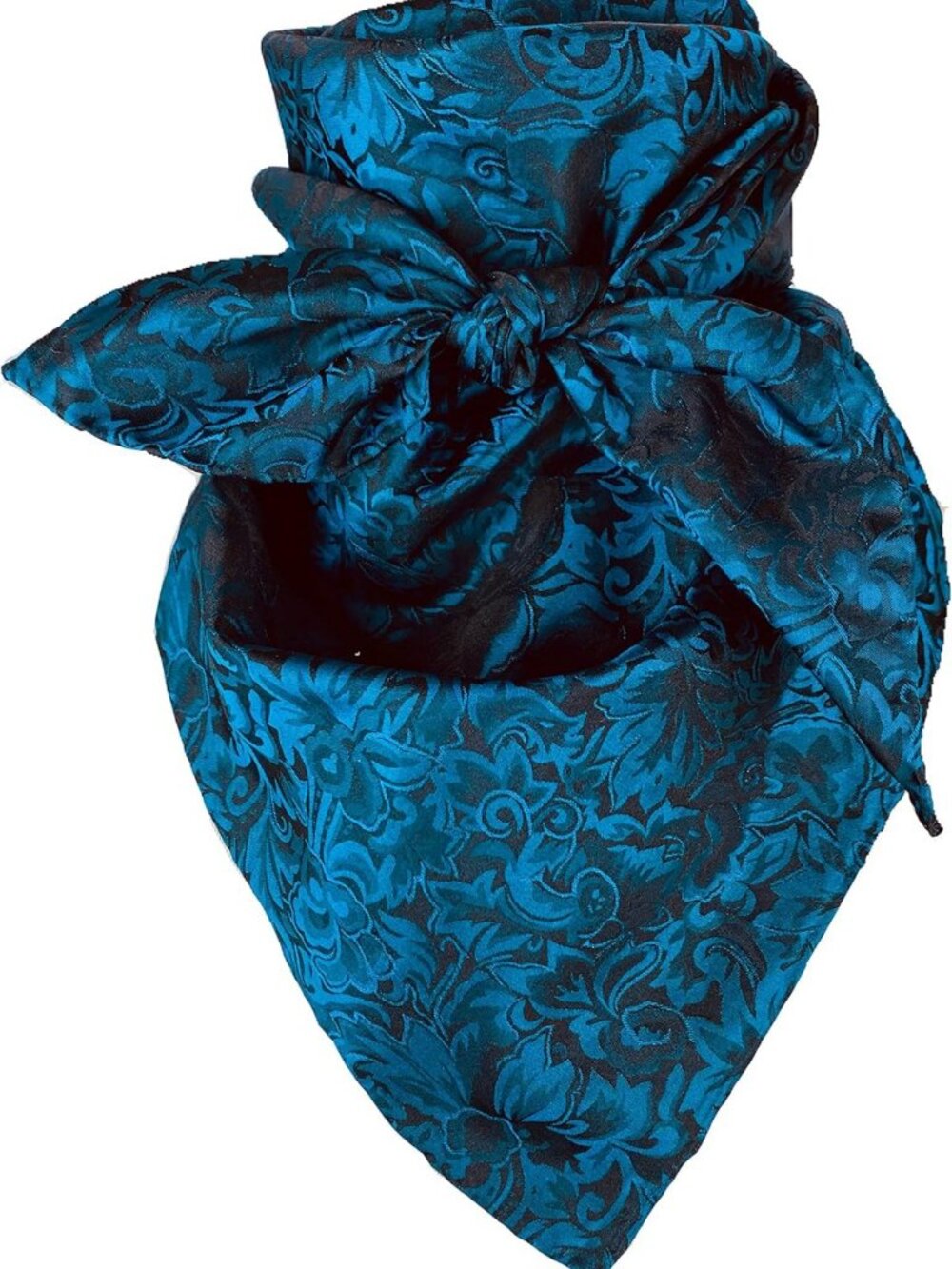 Luxurious 34" Silk Western Cowboy Wild Rag Scarf - Jacquard Baroque Design